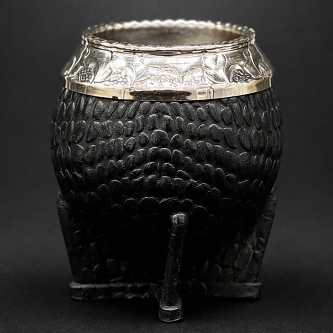 Martin Fierro Torpedo Premium Crocodile Black Maté Tök (természetes tök, fekete bőrborítás, kézműves alpaka perem)