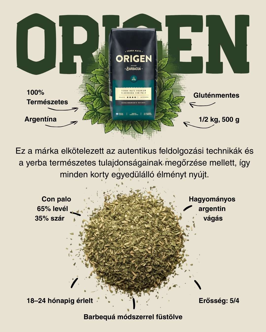 Origen Barbacua Maté Tea 500g (hagyományosan, füstön szárított yerba) - Image 2