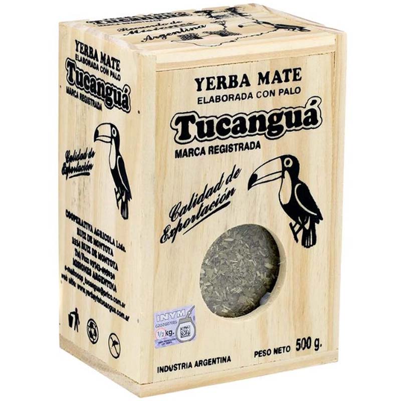 Tucangua Premium En Caja Madera Maté Tea 500g (különleges fa dobozban, prémium natúr argentin)