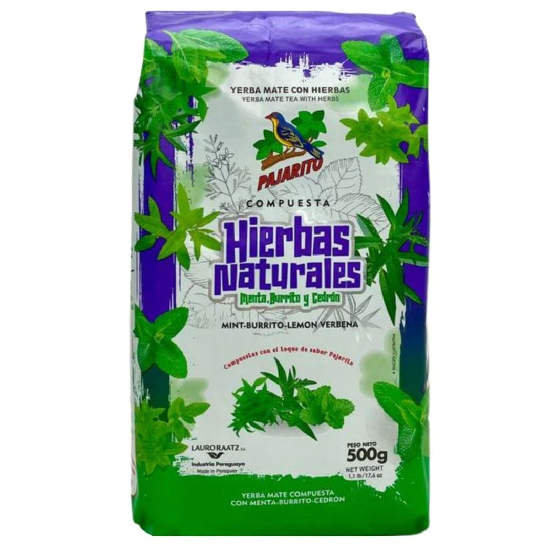 Pajarito Hierbas Serranas Yerba Maté Tea 500g (gyógynövényes, frissítő, paraguayi)
